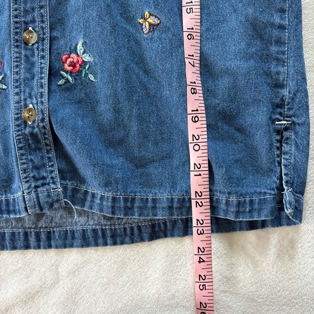 Vintage 2000s Cool Blues Women's Small Denim Butterfly Embroidered Vest - Picture 5 of 6